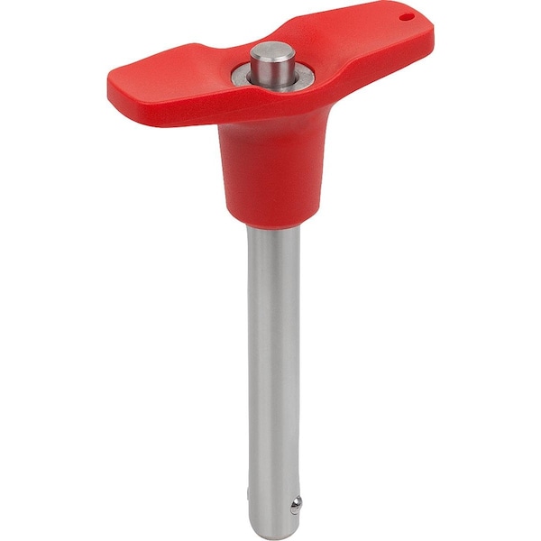 Kipp Ball Lock Pin W T-Grip, D1=12, L=45, L1=9, 9, L5=54, 9, Stainless, Comp: Plastic Comp:Red Ral3020 K0792.20848212045 - main